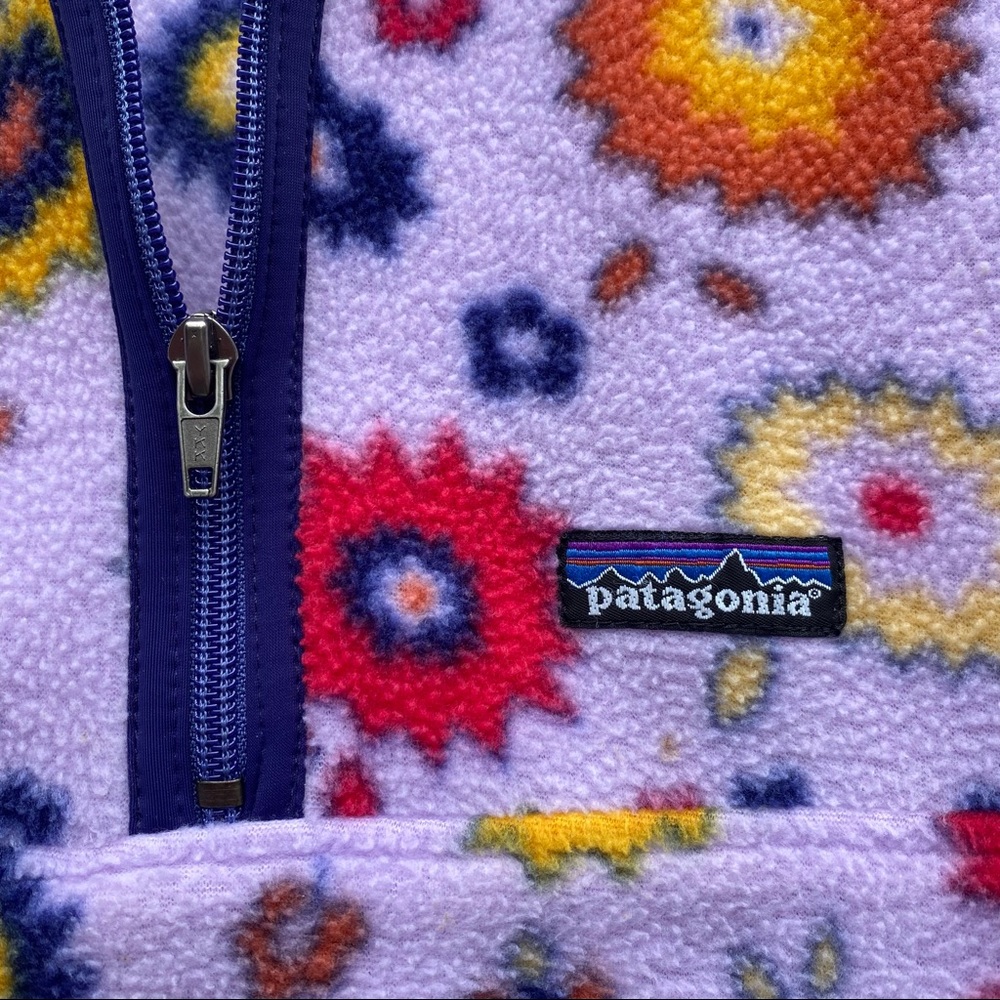 Patagonia Synchilla Kid's Size Large (12) Half Zip Flower Print Pullover Fleece - Picture 3 of 4